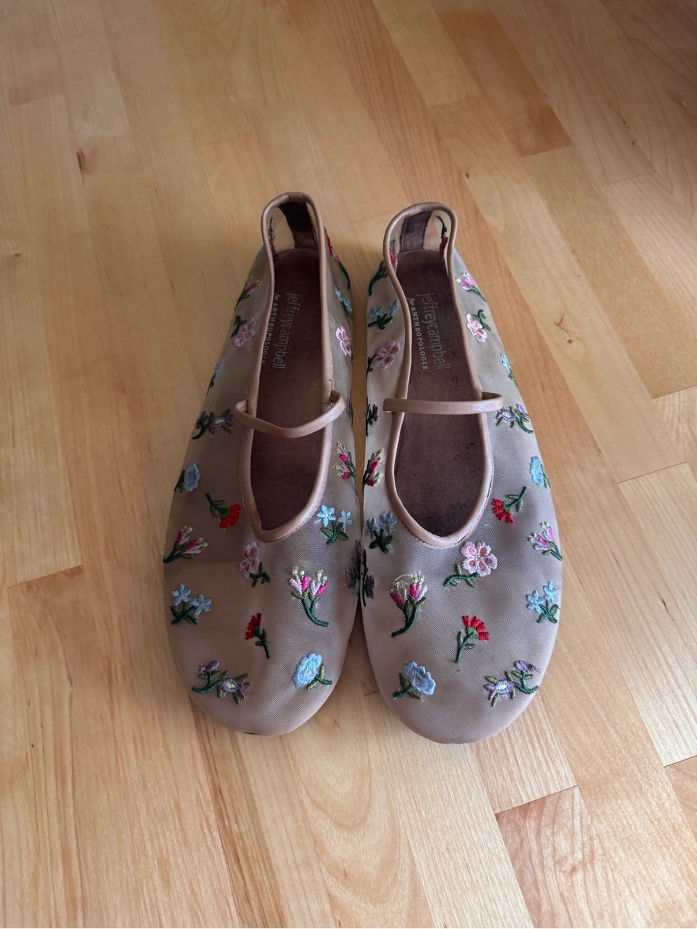 Jeffrey Campbell Swan Flower Mesh Mary Jane Flats sz8.5